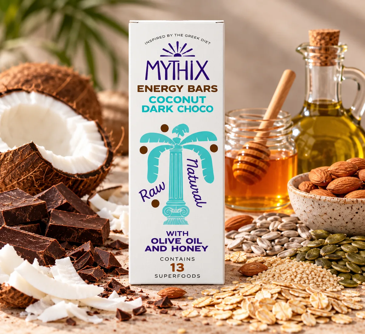 Χειροποίητη Μπάρα Ενέργειας με Σοκολάτα & Καρύδα | MYTHIX