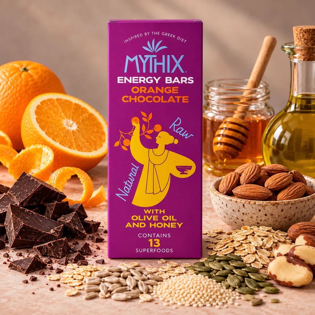 Χειροποίητη Μπάρα Ενέργειας με Σοκολάτα & Πορτοκάλι | MYTHIX