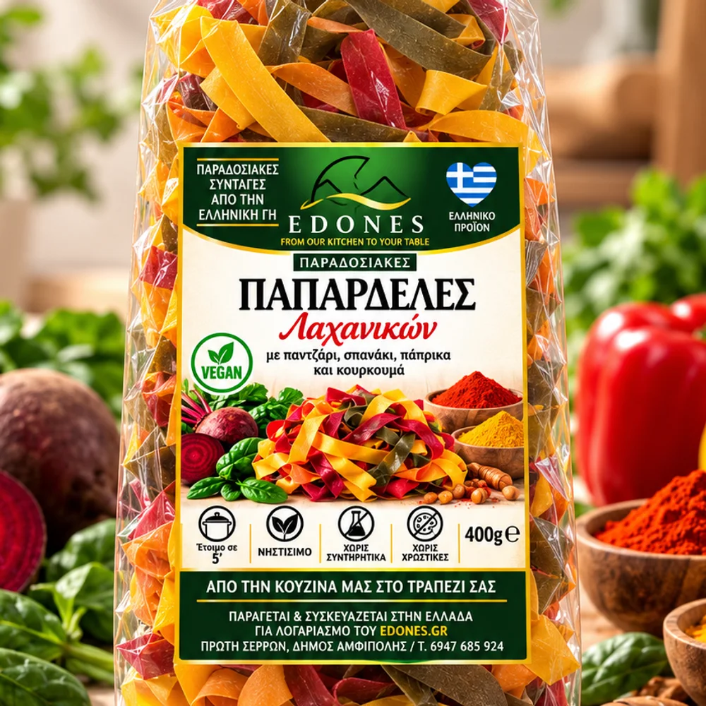 Παπαρδέλες Λαχανικών με Παντζάρι, Σπανάκι, Πάπρικα & Κουρκουμά | EDONES